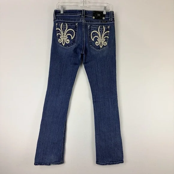 Miss Me Women's Blue Bootcut Jeans JP5021 Fleur De Lis 30 - Picture 3 of 8